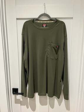 Wrangler Workwear Men's Long Sleeve Performance Pocket T-Shirt, Moss, Size 3XL